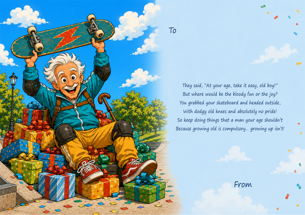 Old Enough to Know Better – Funny Skateboarding Birthday Card