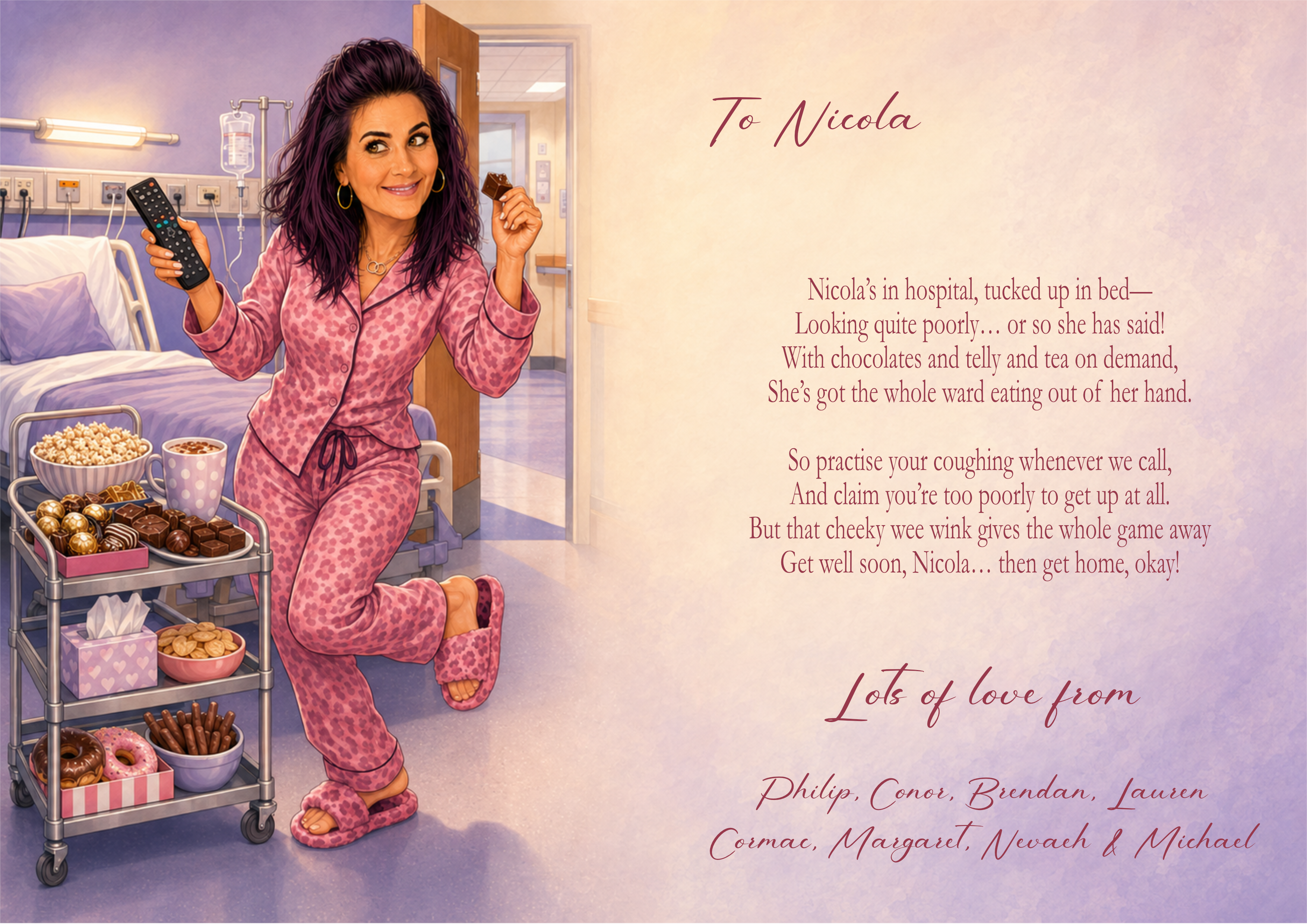 Nicola’s Hospital Stay – Custom Funny Get Well Card