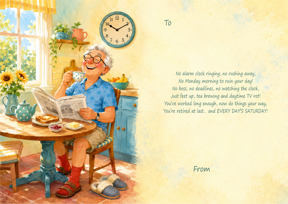 Now Every Day Is Saturday – Funny Retirement Card