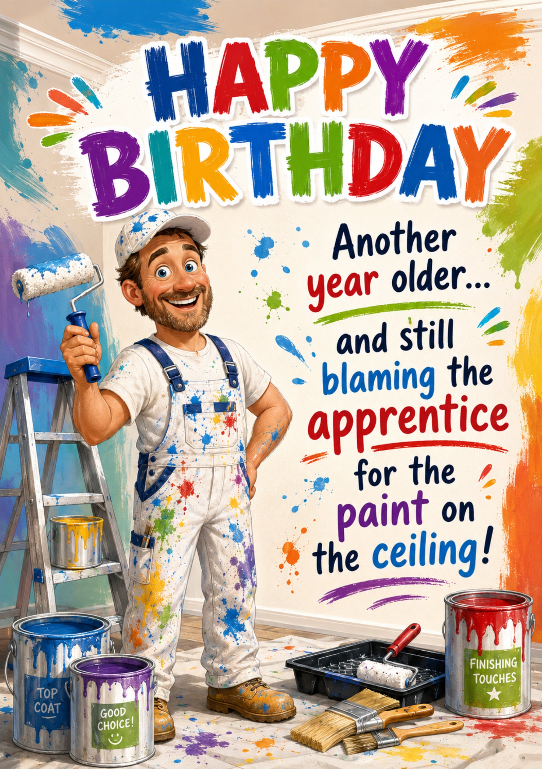 Funny Painter Birthday Card – Still Blaming the Apprentice