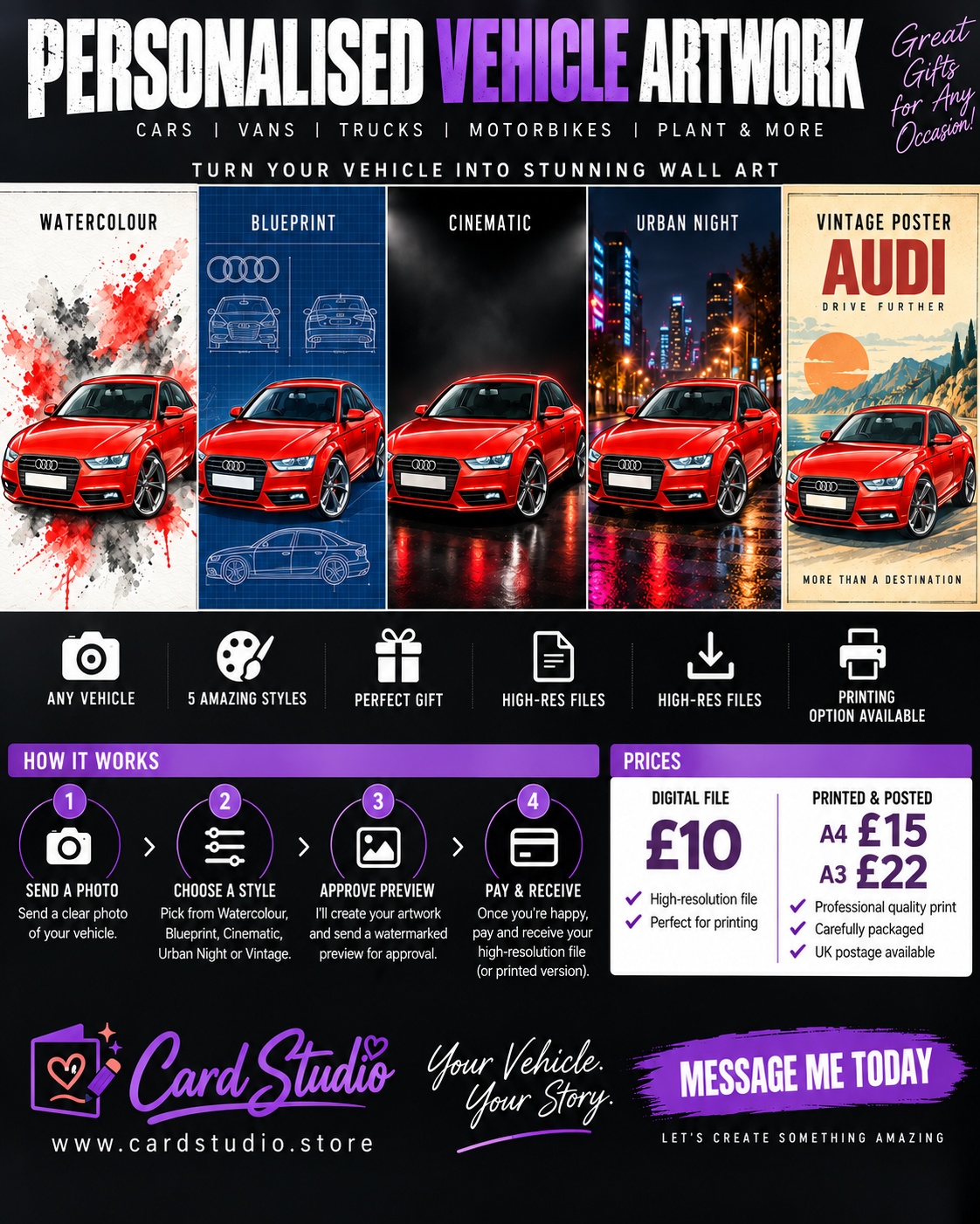 Personalised Vehicle Artwork – Cars, Vans, Trucks, Motorbikes, Plant and Machinery