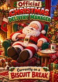 Funny Santa biscuit break Christmas card front