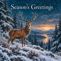 Traditional stag Christmas card front – 6 x 6 inch square design